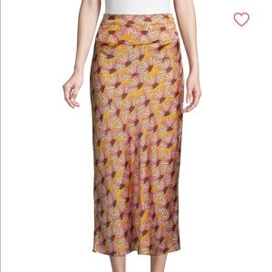 Free People Floral Silk Midi Skirt